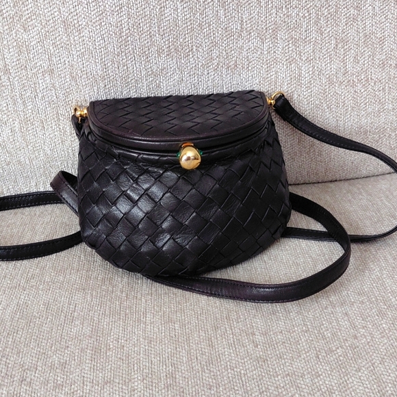 Elegant Black Woven Leather Small Bag, Pouch - Picture 1 of 11